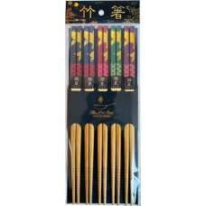 5 Pair 9.5" Bamboo Chopsticks - Gold Fish
